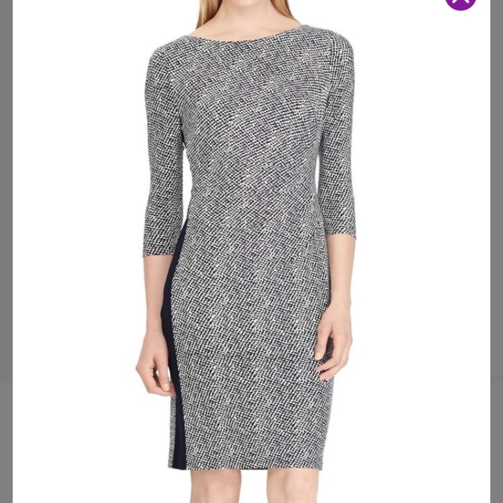 Ralph Lauren Dress  Cream and Navy Jersey Sheath